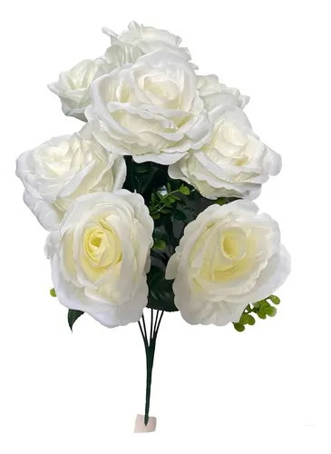 Buquê de Rosas Brancas Artificiais para Decoração