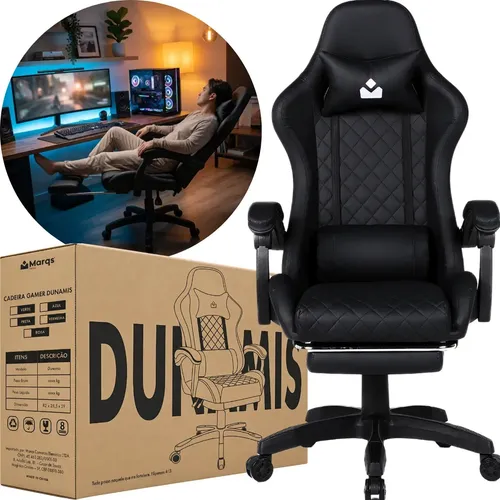 Cadeira De Escritório Gamer Ergonômica Dunamis Preta Marqs Home
