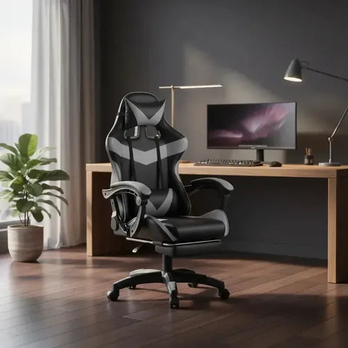 Cadeira Gamer Nitro Ergonômica com Apoio para Pés - Cinza