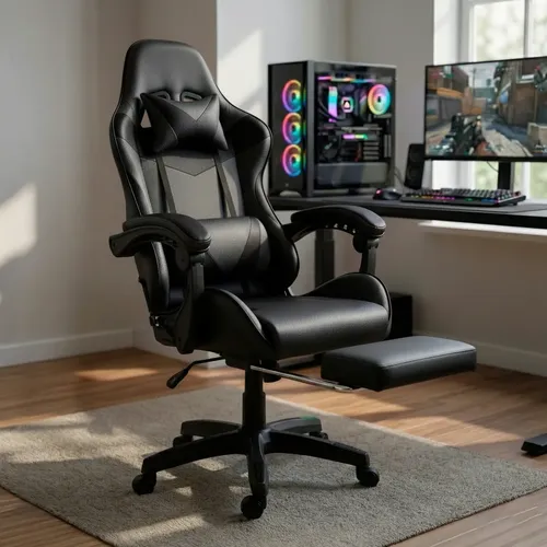 Cadeira Gamer Profissional Ergonômica Reclinável em Couro Sintético