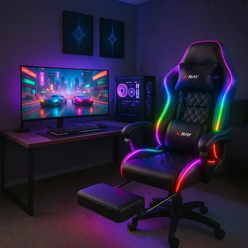 Cadeira Gamer X-ray Com Led Reclinável e Ergonômica