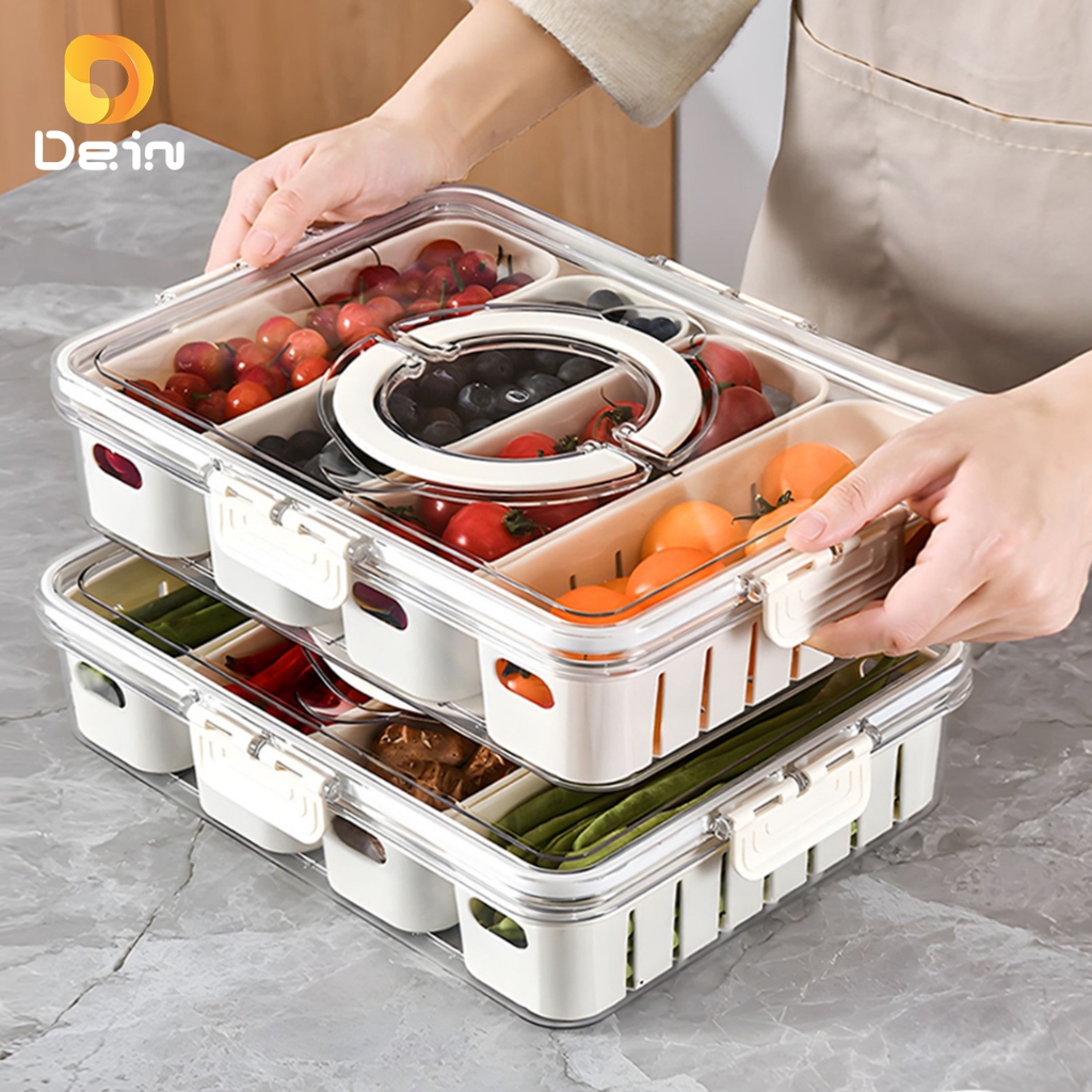 Caixa Organizadora de Alimentos Transparente Empilhável com Divisórias