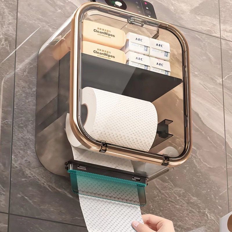 Caixa Organizadora para Banheiro com Suporte para Papel Higiênico