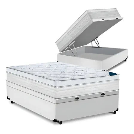 Cama Box Baú Casal com Colchão Toronto Mola Ensacada D33