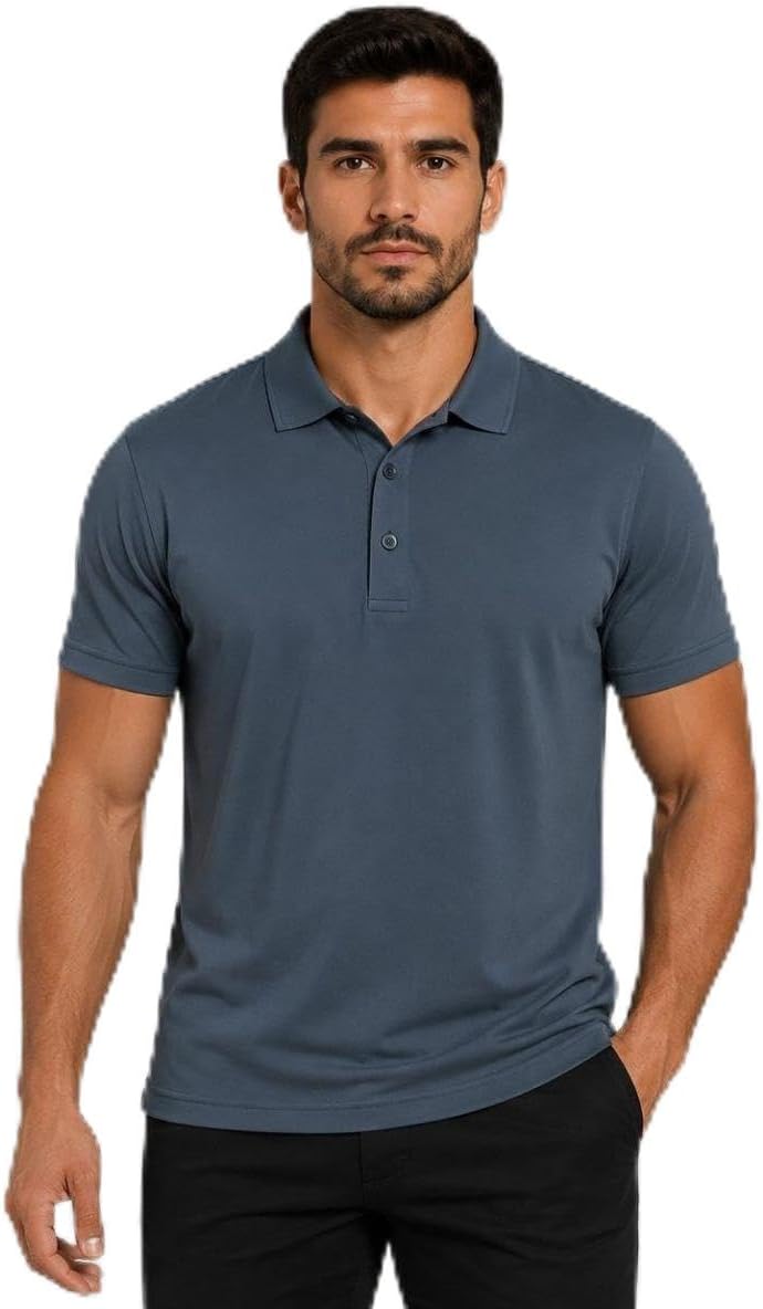 Camisa Polo Masculina Manga Curta em Malha Leve e Respirável