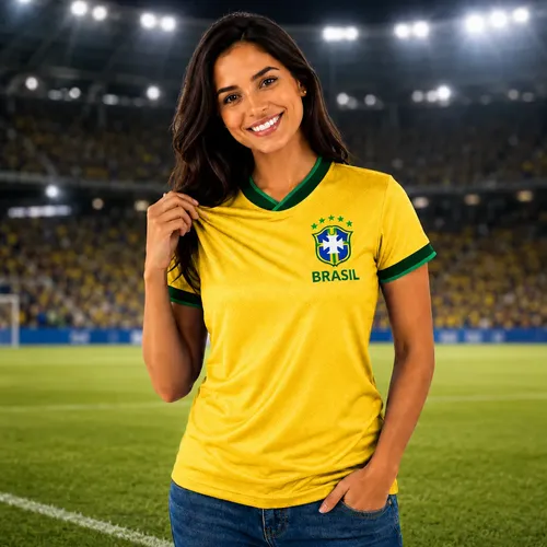 Camiseta Brasil Fitness Amarelo Geométrico - Torcedor