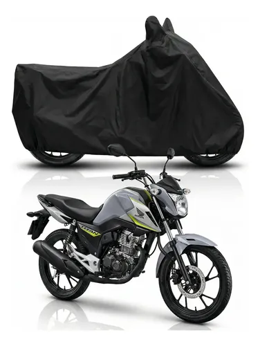 Capa de Moto em Couro Impermeável para Titan e Fan Capa protetora preta em couro sintético para motocicletas Honda Titan e Fan estacionadas em ambiente externo