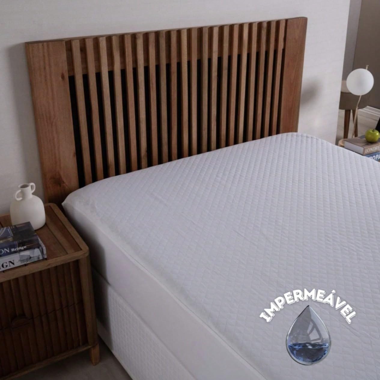 Capa de Colchão Impermeável Matelado Casal Padrão Branco