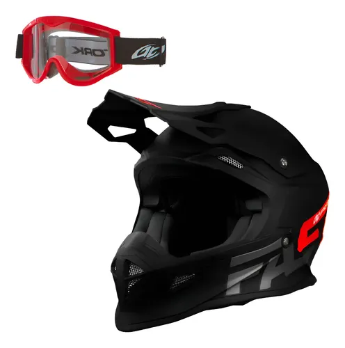 Capacete Off Road Motocross Fast Fosco + Óculos Proteção