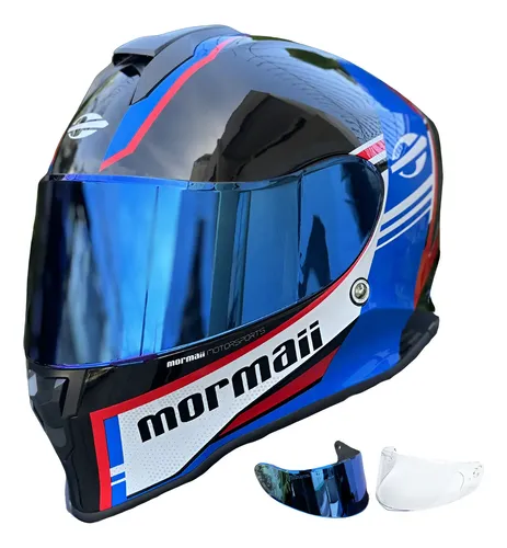 Capacete Personalizado Fechado Preto/vermelho/azul Brilho