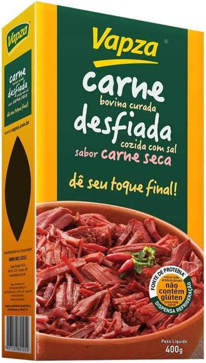 Carne Bovina Curada Desfiada Sabor Carne Seca 400g Vapza