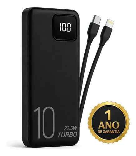 Carregador Portátil Power Bank Turbo 10000mAh Dtimp com Display Digital