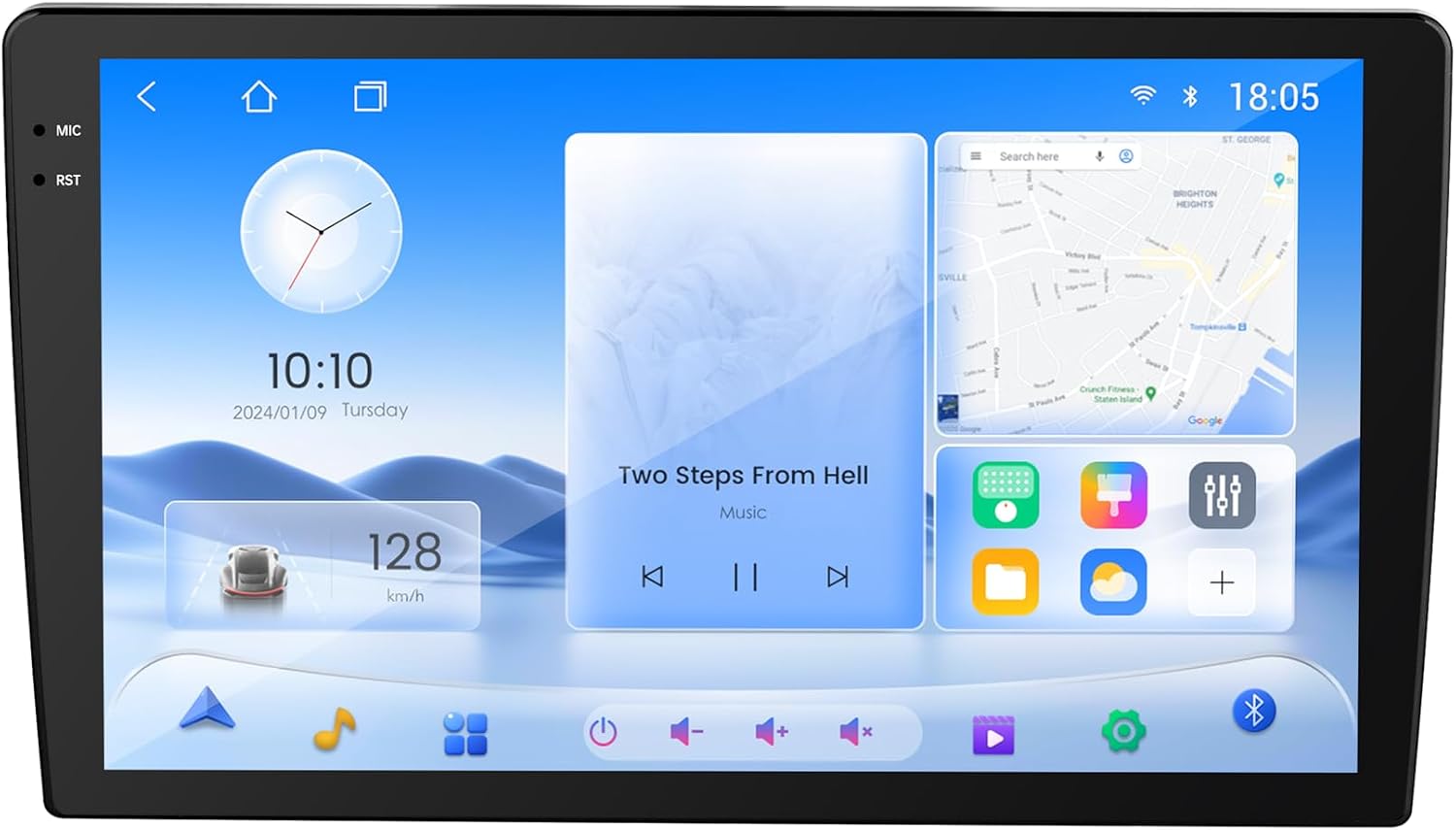 Central Multimídia 9 Polegadas QLED com Carplay Sem Fio (2GB/64GB)