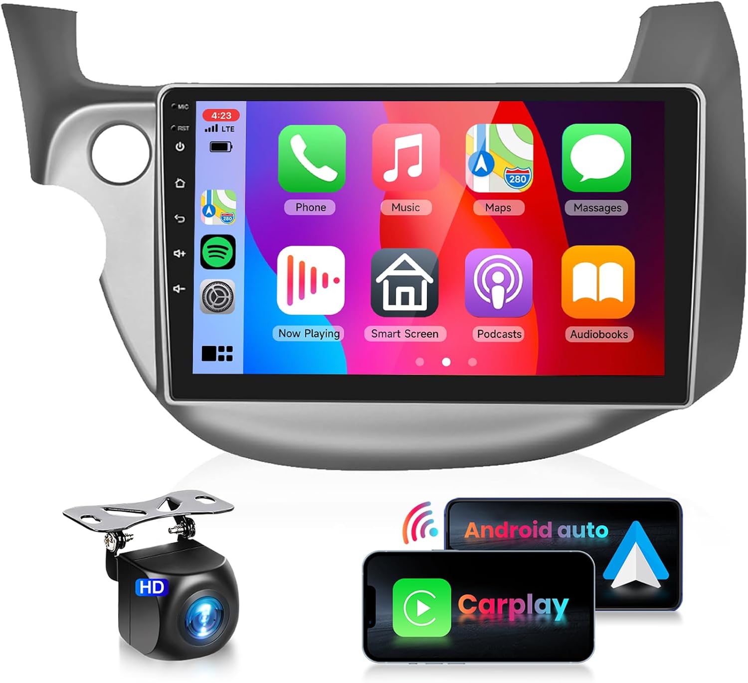 Central Multimídia 10,1" para Honda Fit (2008-2013) com CarPlay e Android Auto