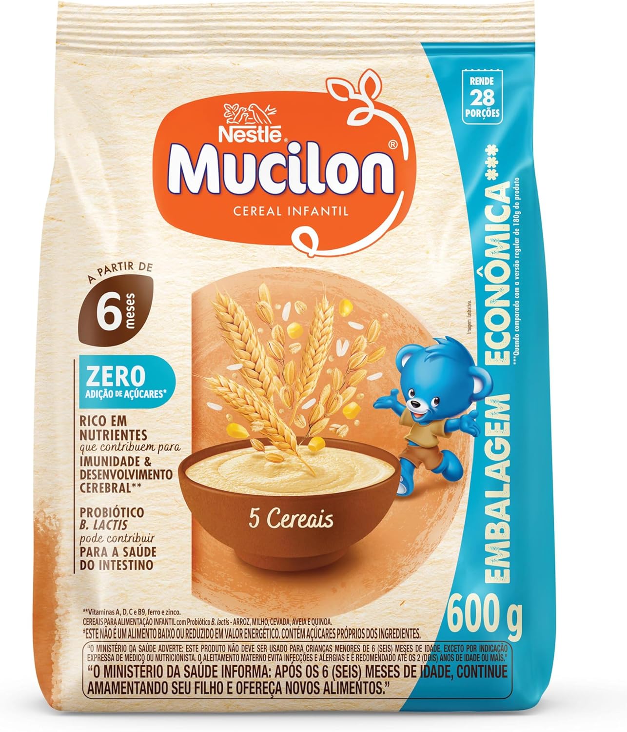 Cereal Infantil Mucilon 5 Cereais Zero 600g
