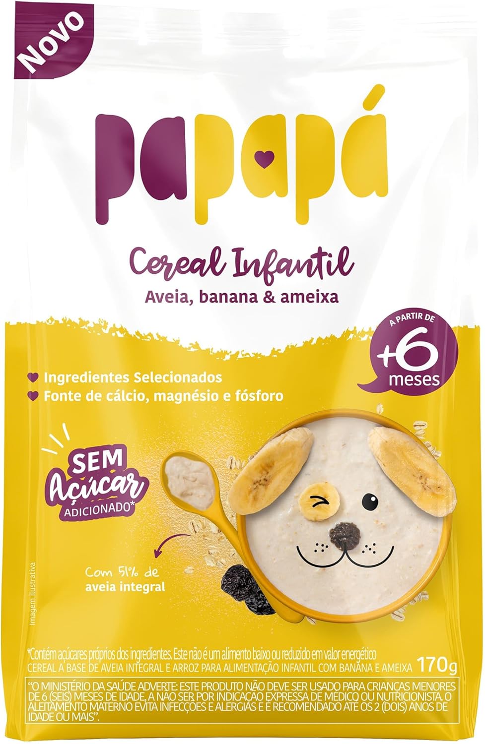 Cereal Infantil Papapá Aveia Integral com Banana e Ameixa 170g
