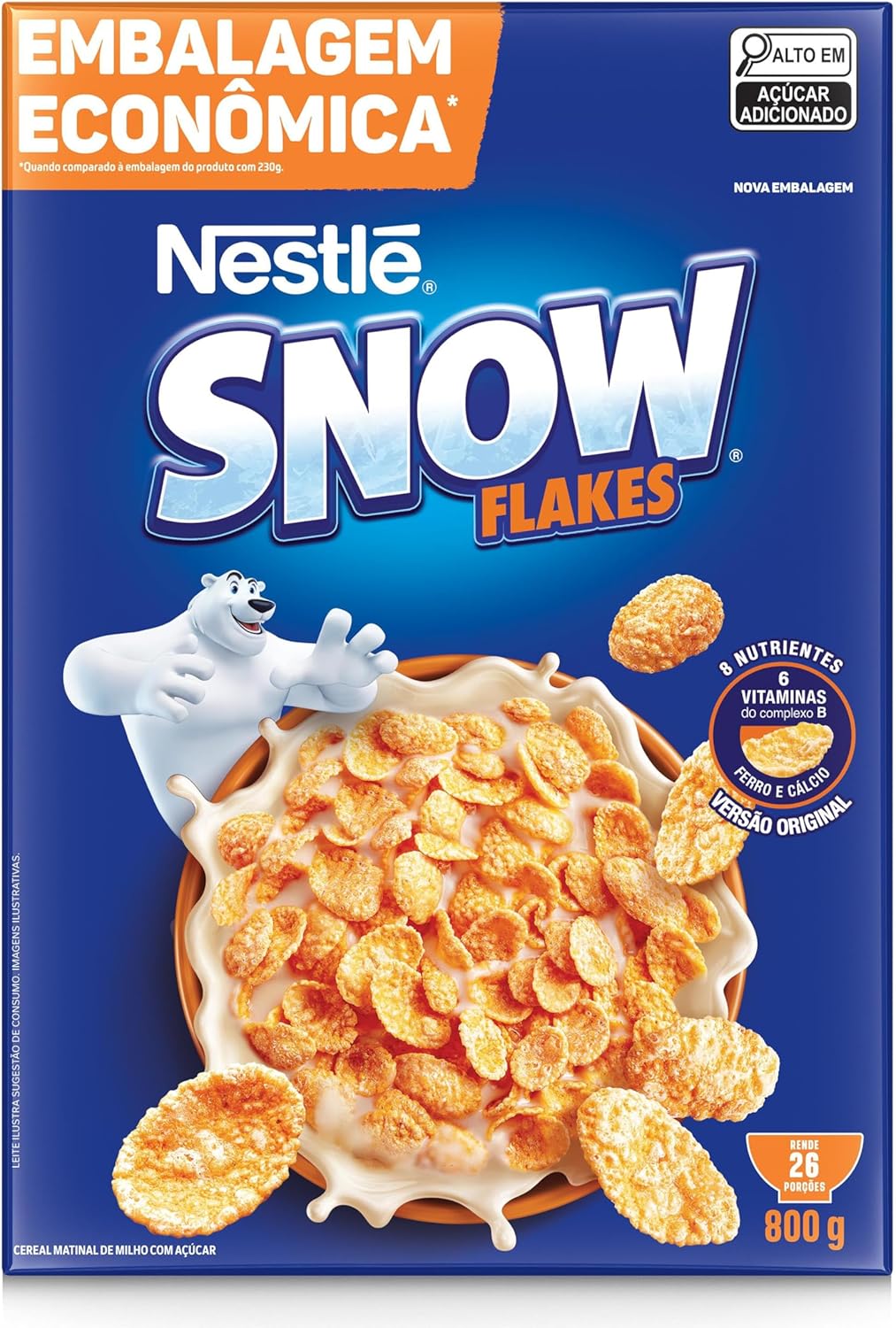 Cereal Matinal SNOW FLAKES 800g: O Clássico Crocante para a Família