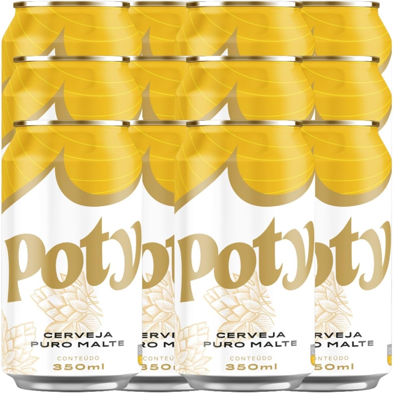 Cerveja Puro Malte Poty Lata 350ml: Pack com 12 Unidades
