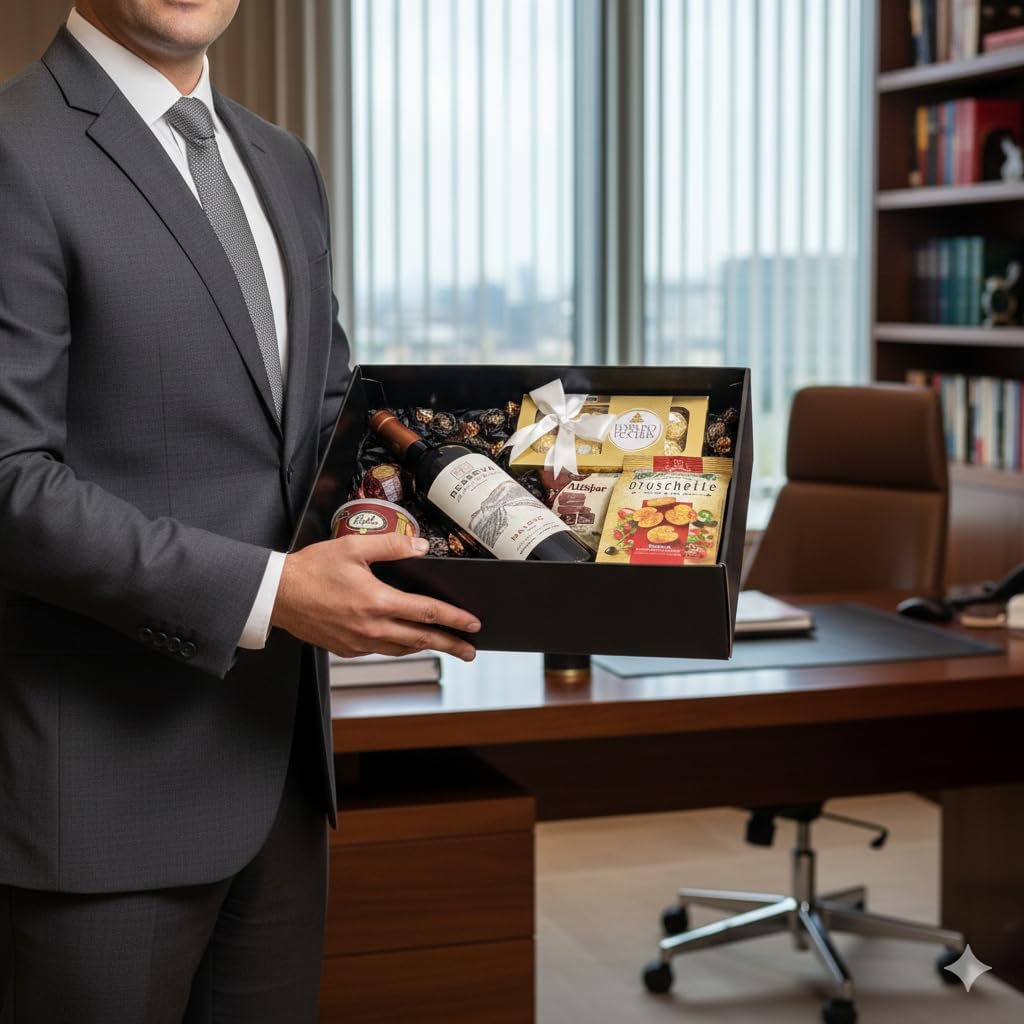 Cesta de Presente Gourmet G&O Brindes com Vinho Importado
