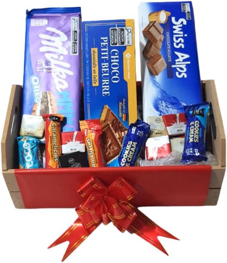 Cesta Premium com Chocolates Importados e Biscoitos Gourmet