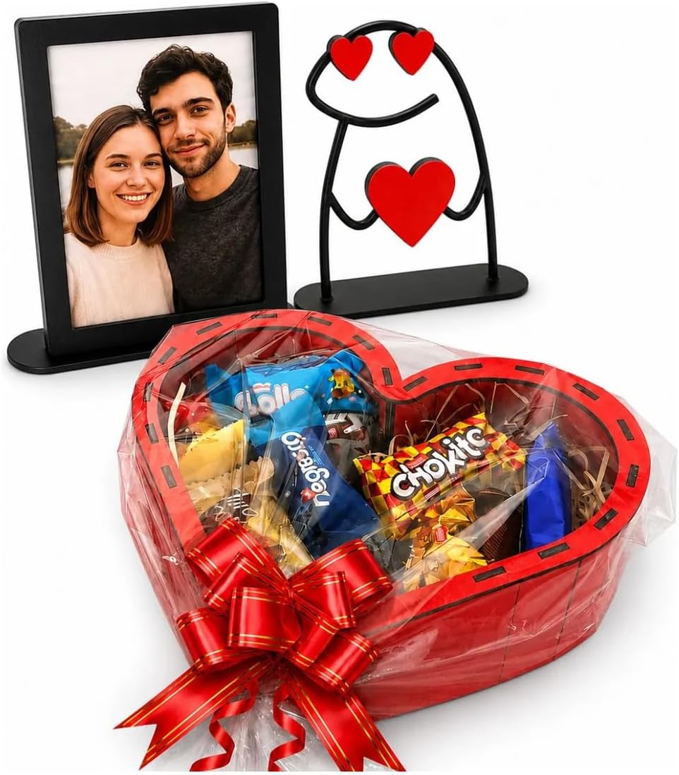 Cesta Romântica com Chocolates e Kit MDF - MAMU Store