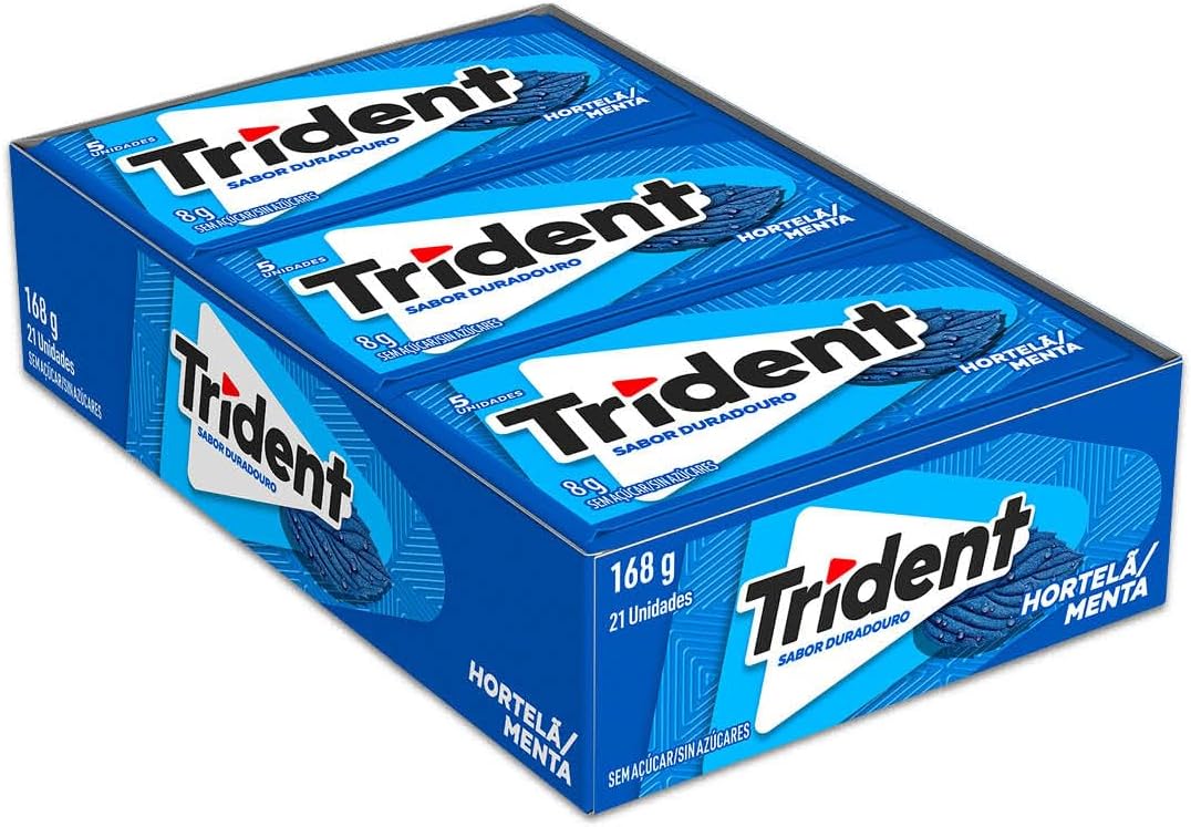 Chiclete Trident Hortelã Sem Açúcar - Caixa com 21 unidades