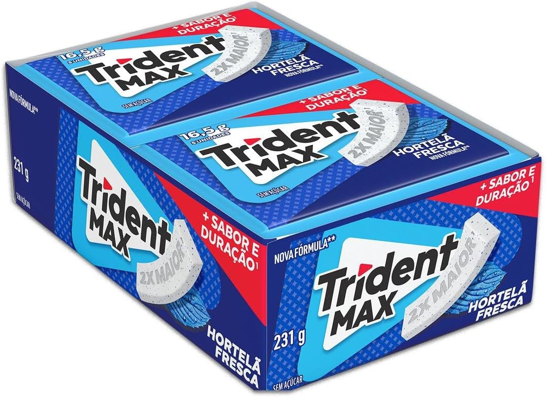 Chiclete Trident Max Hortelã Fresca Sem Açúcar - Caixa 14 unid.