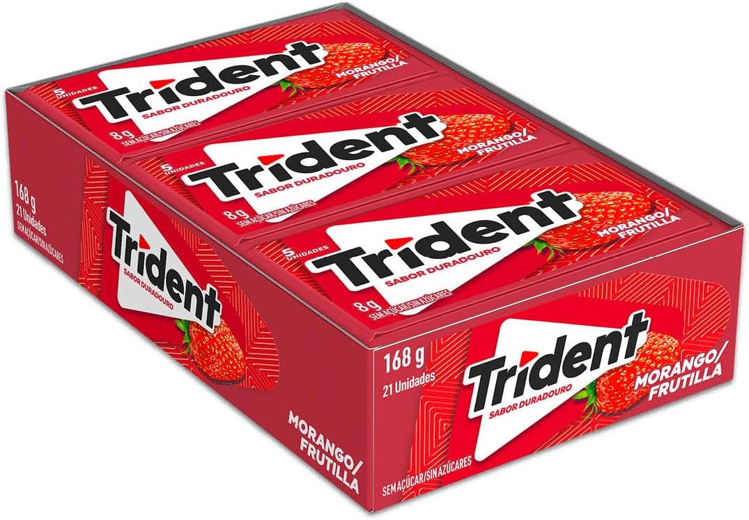 Chiclete Trident Morango Sem Açúcar: Vale a pena comprar a caixa com 21 unidades?