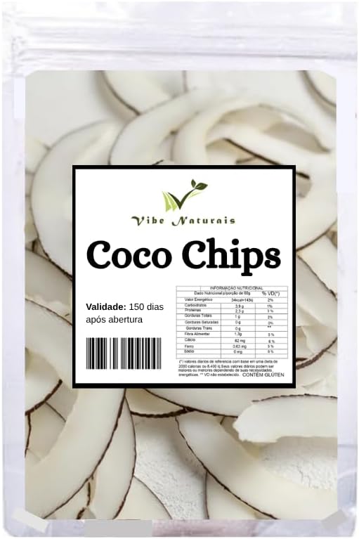 Chips de Coco em Lascas Sem Açúcar 100% Natural (200g)