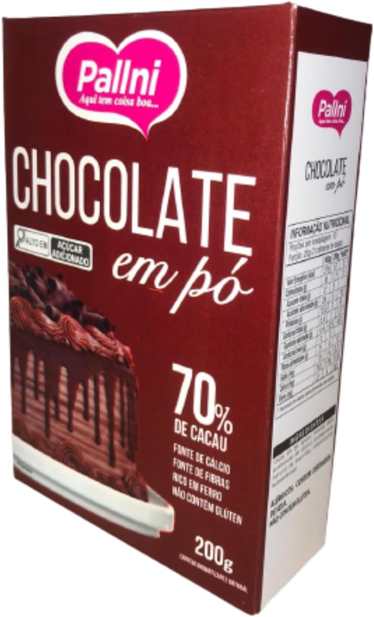 Cacau 70% Pallni 200g: Chocolate em Pó Sem Glúten e Lactose