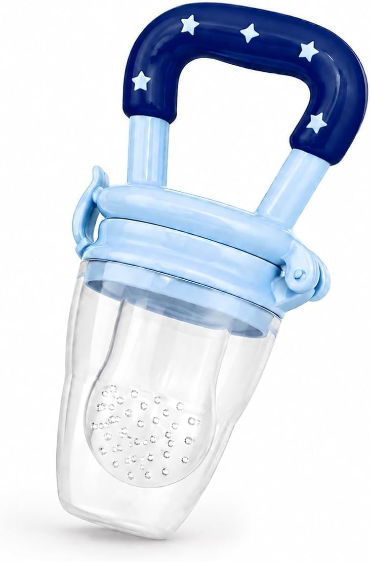 Chupeta Mordedor Alimentadora Bebê de Silicone Azul