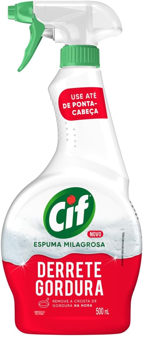 Cif Limpador Especialista Derrete Gordura 500ml Frasco de Cif Limpador Especialista Derrete Gordura de 500ml com gatilho spray em fundo claro