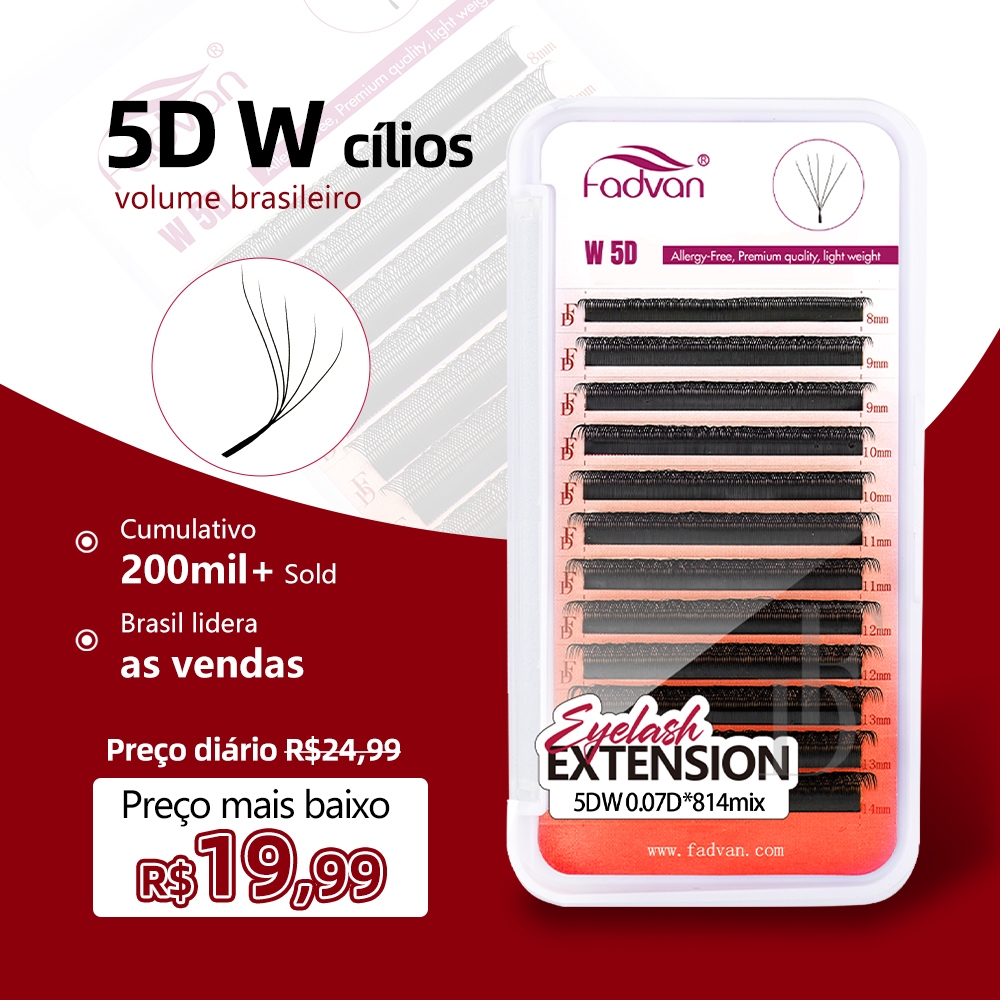 Cílios Fadvan 5D W Extensão de Cílios Volume Egípcio 0.07 C/D