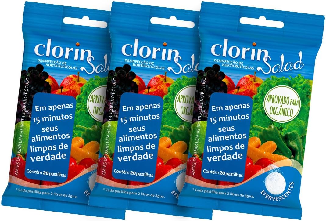 Clorin Salad: 60 Pastilhas para Limpeza de Alimentos Orgânicos e Comuns