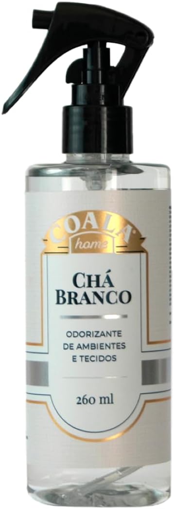 Coala Home Spray Ambientes e Tecidos Chá Branco 260ml Frasco de spray aromatizador Coala 260ml com fragrância de chá branco para ambientes e tecidos domésticos