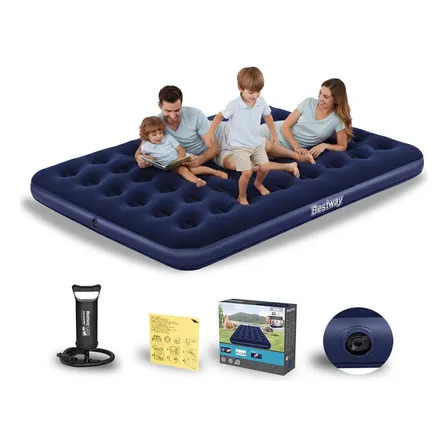 Colchão Inflável Casal Bestway com Bomba Manual: Resistência para Camping