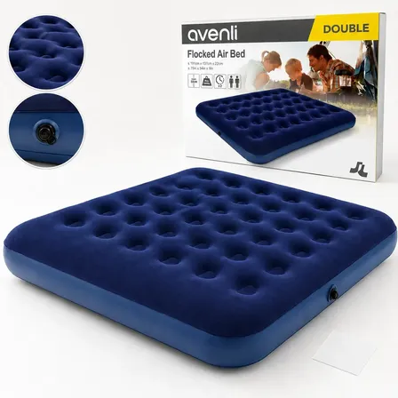 Colchão Inflável Casal Omega Azul 191x137x22cm com Kit Reparo