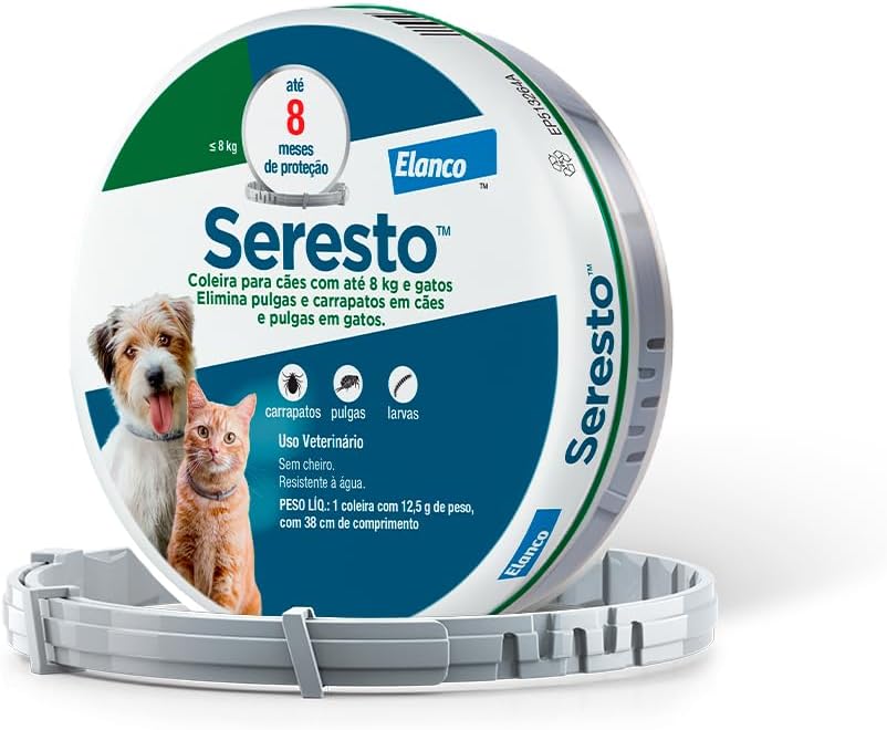 Coleira Seresto® para Cães e Gatos de até 8kg