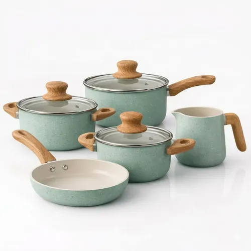 Conjunto de Panelas Cerâmica Casa Level Veneza 5 Peças Verde