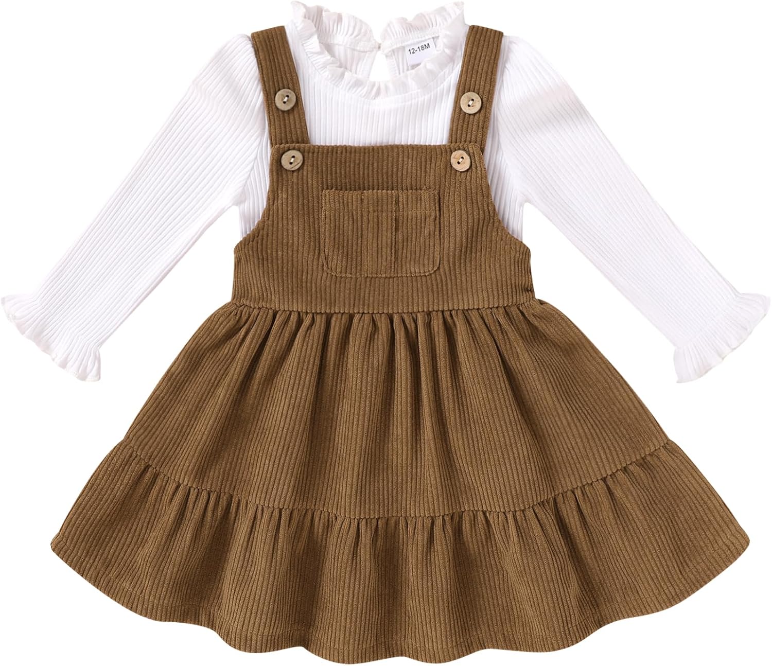 Conjunto Infantil Manga Comprida com Babados e Bolso