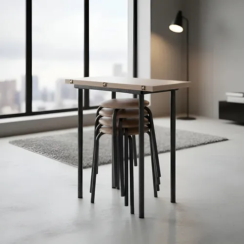 Mesa Quadrada com 4 Cadeiras Dobráveis Ciplafe Expert Aço