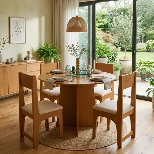 Conjunto Mesa Redonda Art Panta Nature com 4 Cadeiras Inova