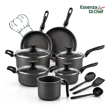 Conjunto de Panelas Antiaderente com 10 Peças em Teflon