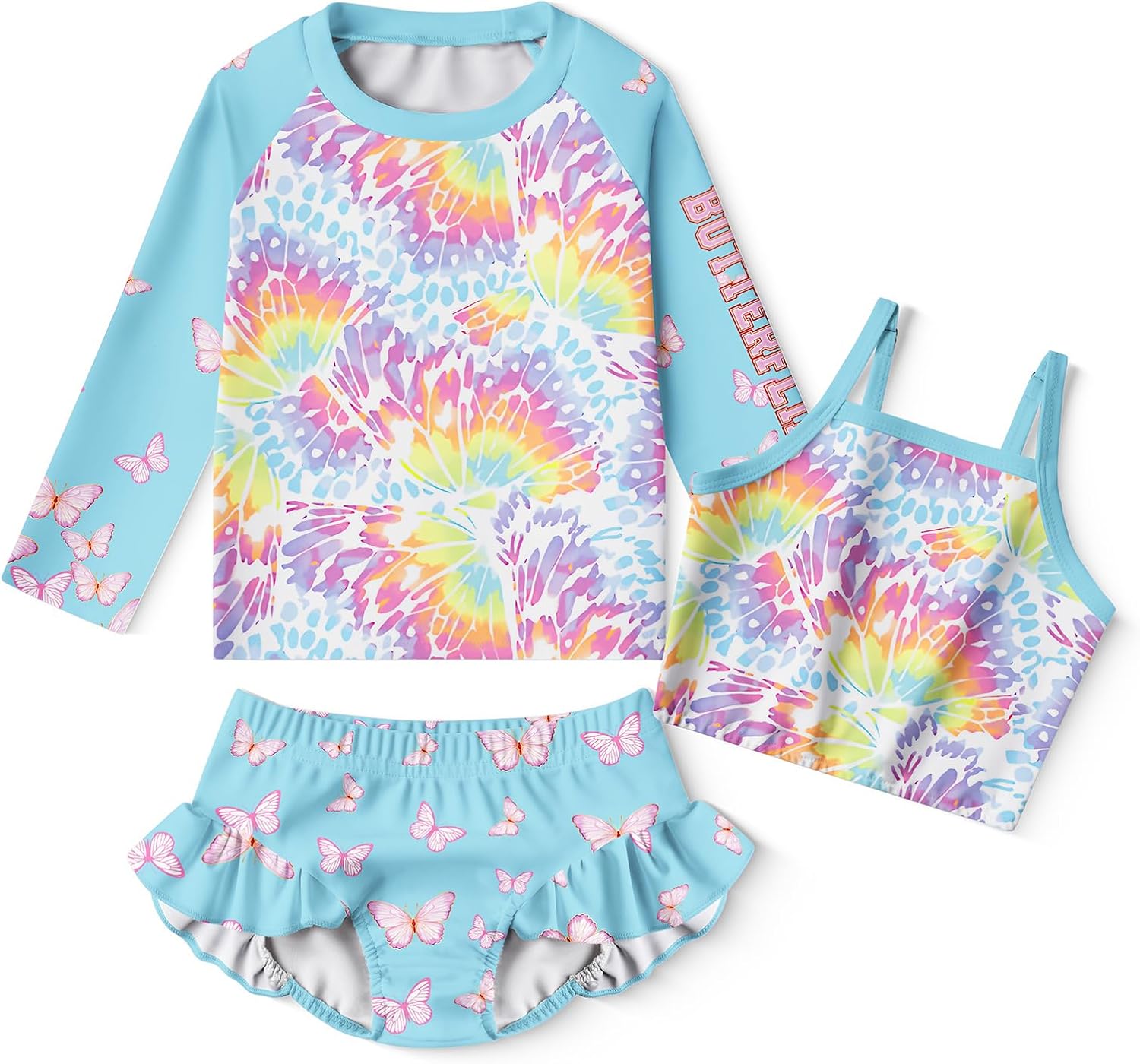 Conjunto de Roupa de Banho Rash Guard de Manga Comprida para Meninas
