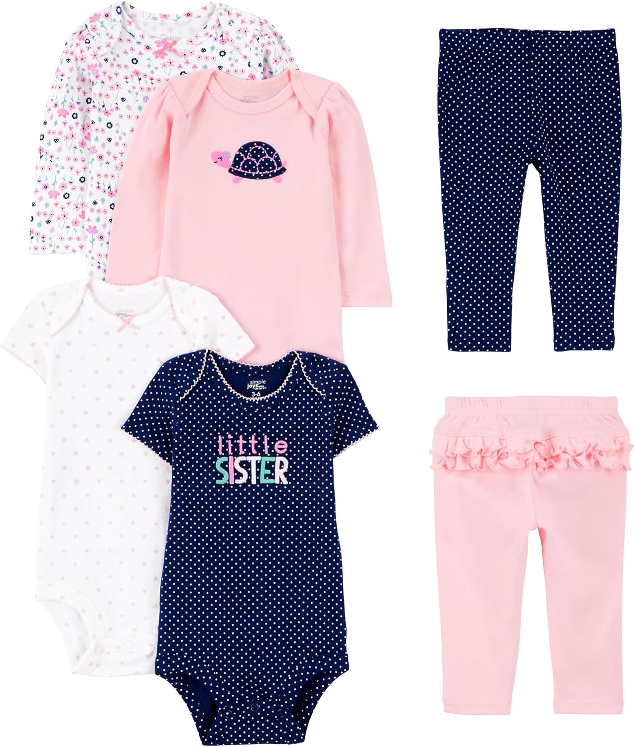 Conjunto Simple Joys by Carter's: 6 Peças de Bodysuits e Calças