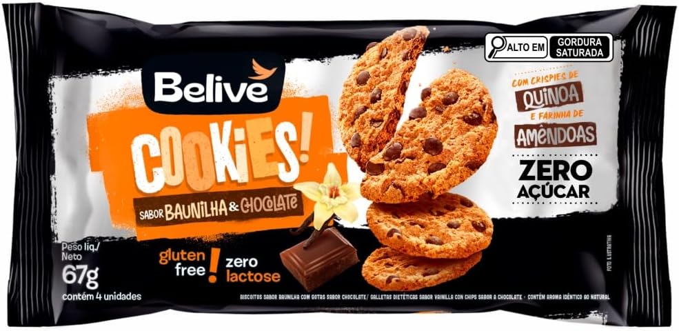 Cookie Baunilha e Chocolate Belive: Zero Glúten, Açúcar e Leite