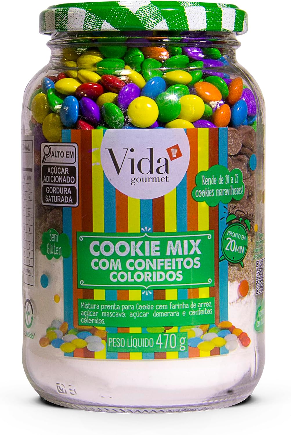 Cookie Mix com Chocolates Coloridos Sem Glúten 470g - Vida Gourmet