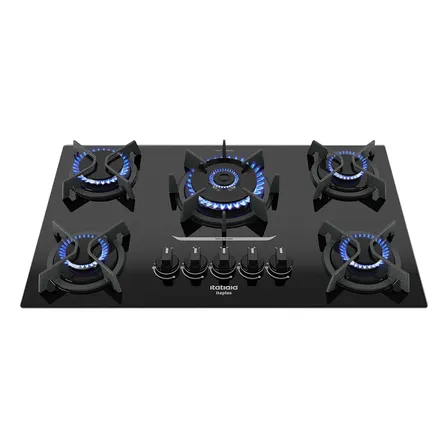 Cooktop 5 Bocas Itaplus com Mesa de Vidro e Tripla Chama