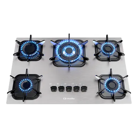 Cooktop Mueller 5 Bocas com Queimador Tripla Chama