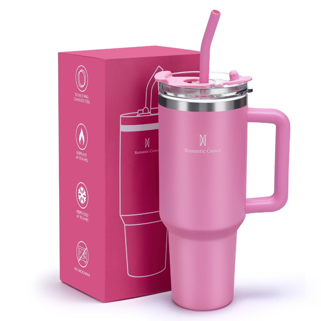 Copo Térmico Romantic Crown Inox 1200ml e 600ml com Canudo